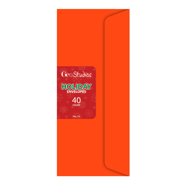 slide 1 of 3, Geo Studios Envelopes, #10, 4-1/8"" X 9-1/2"", Gummed Seal, Red, Pack Of 40 Envelopes, 40 ct
