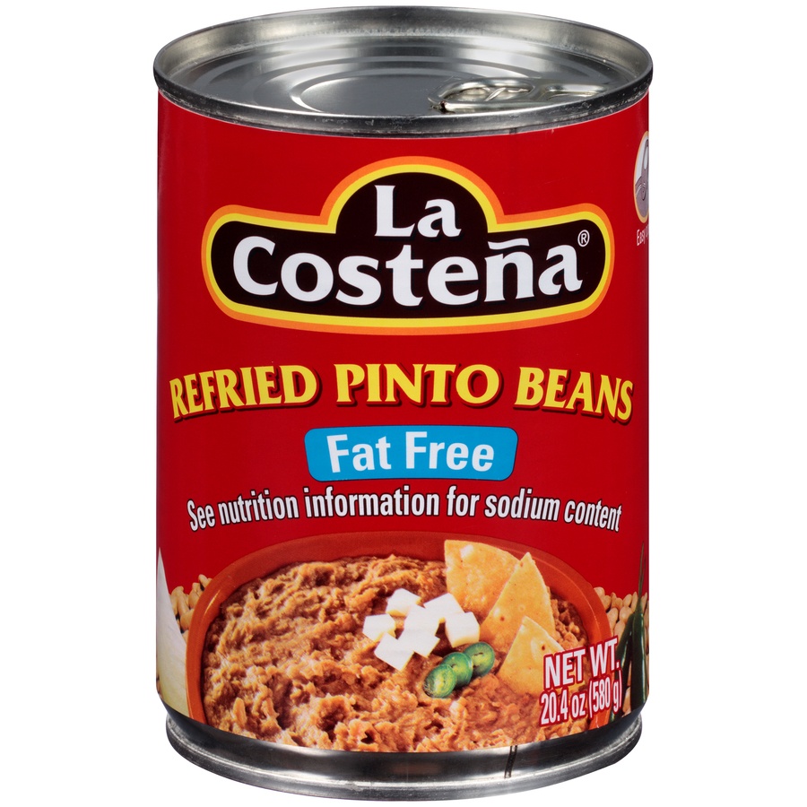 slide 1 of 1, La Costeña Fat Free Refried Pinto Beans, 20.4 oz