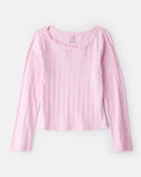 Carter's Carters Girls Pointelle Long-Sleeve Top - Pink Pink 4