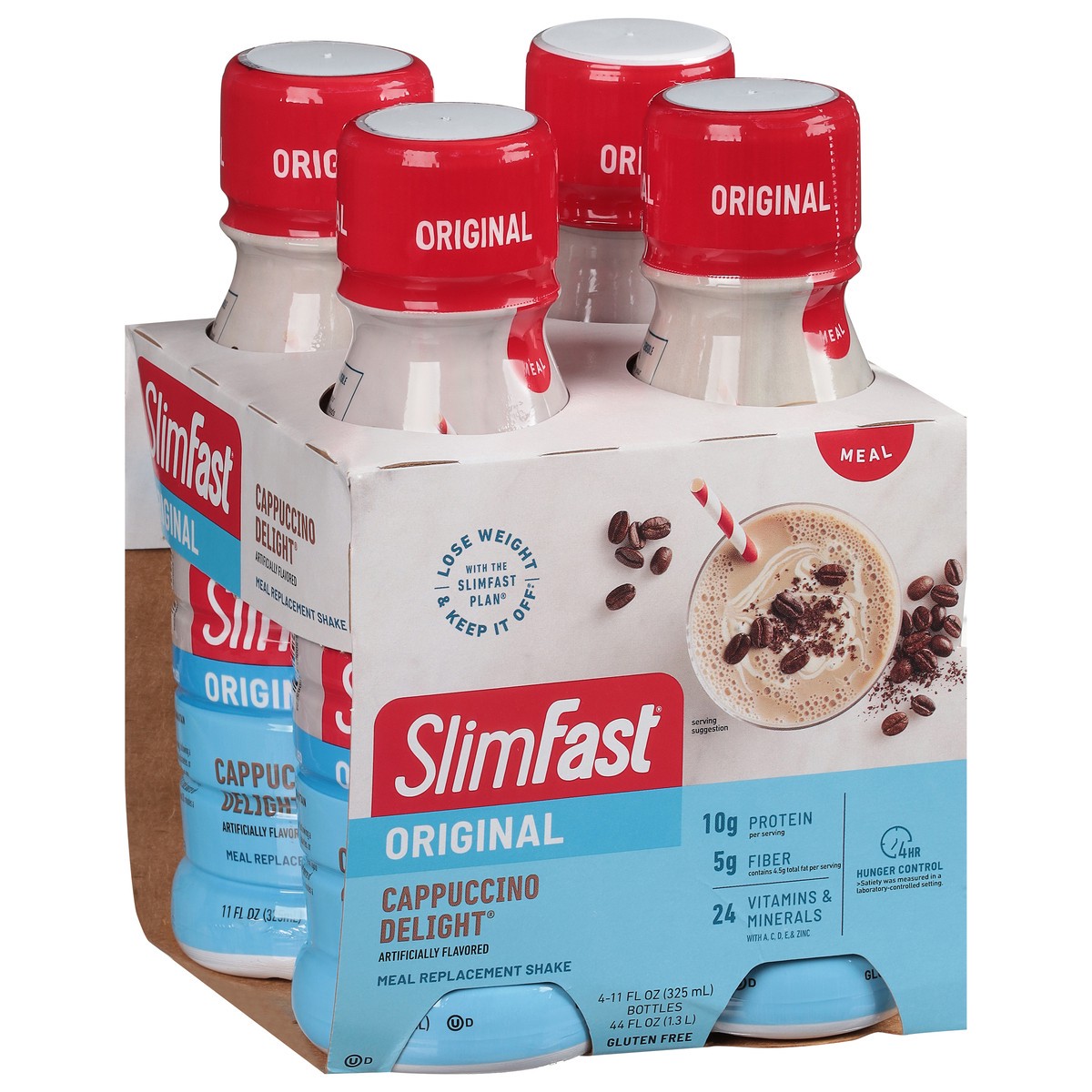 slide 5 of 9, SlimFast Original Cappuccino Delight Meal Replacement Shake 4 - 11 fl oz Bottles, 4 ct