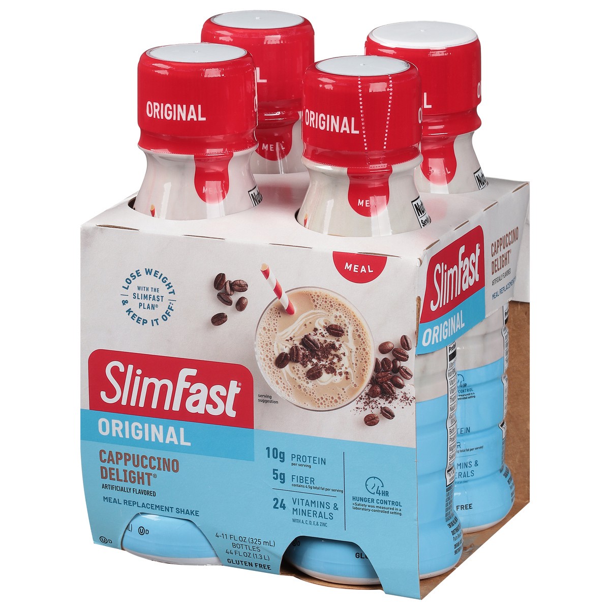 slide 3 of 9, SlimFast Original Cappuccino Delight Meal Replacement Shake 4 - 11 fl oz Bottles, 4 ct