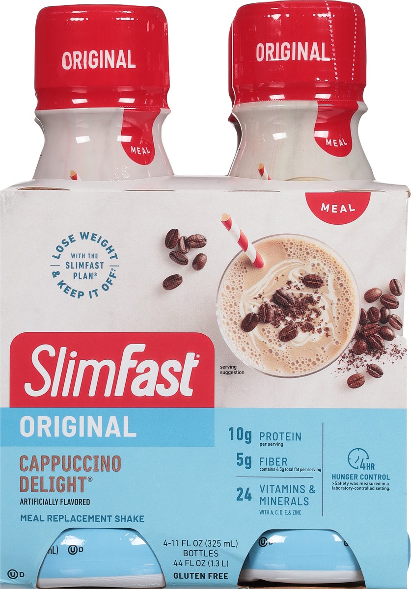 slide 9 of 9, SlimFast Original Cappuccino Delight Meal Replacement Shake 4 - 11 fl oz Bottles, 4 ct