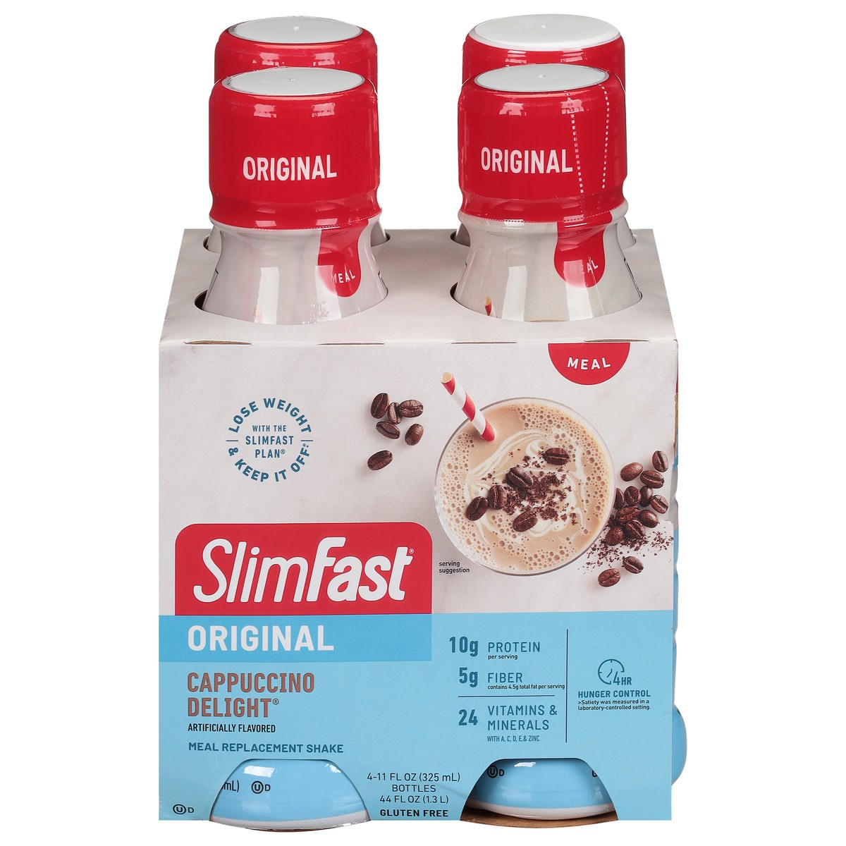 slide 1 of 9, SlimFast Original Cappuccino Delight Meal Replacement Shake 4 - 11 fl oz Bottles, 4 ct