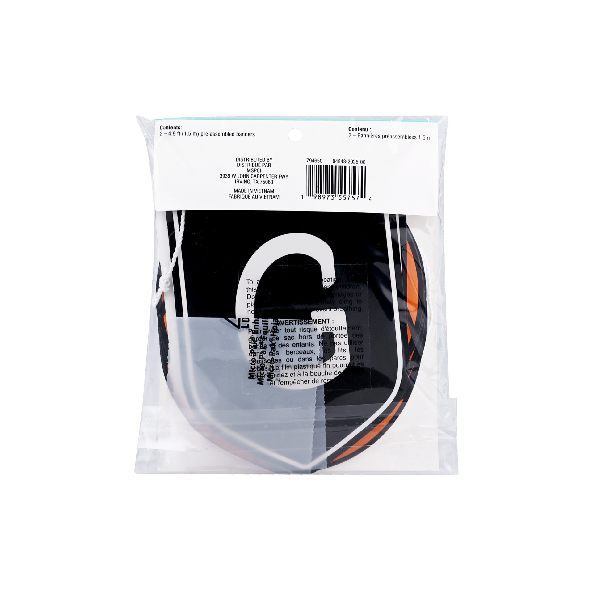 slide 2 of 2, 5ft. Orange & White Game Time Basketball Banner Set By Celebrate It, 5 ft