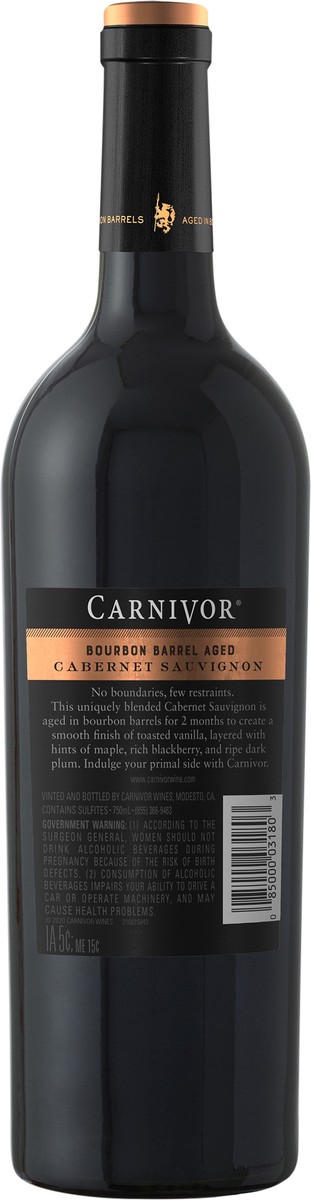 slide 3 of 4, Carnivor Wines Bourbon Barrel Aged Cabernet Sauvignon Red Wine, 750 ml