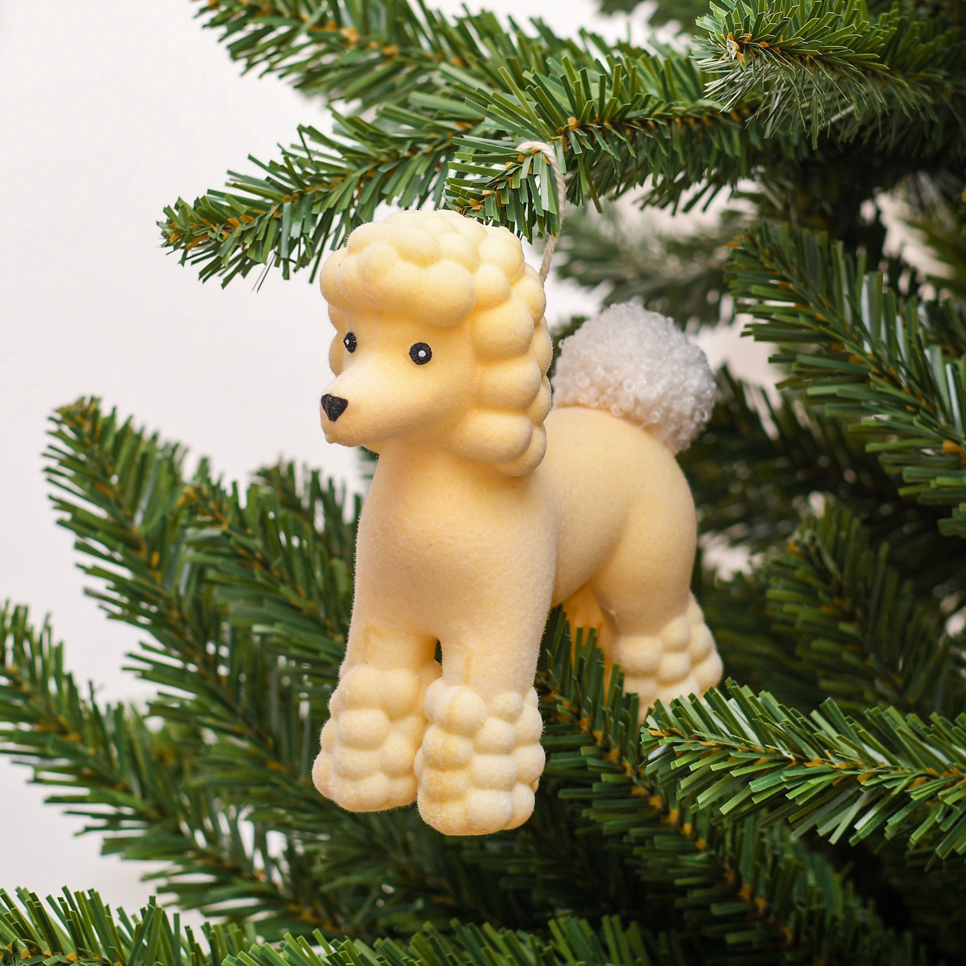slide 2 of 4, 5.25" Flocked Poodle Plastic Ornament By Ashland, 5.25 in