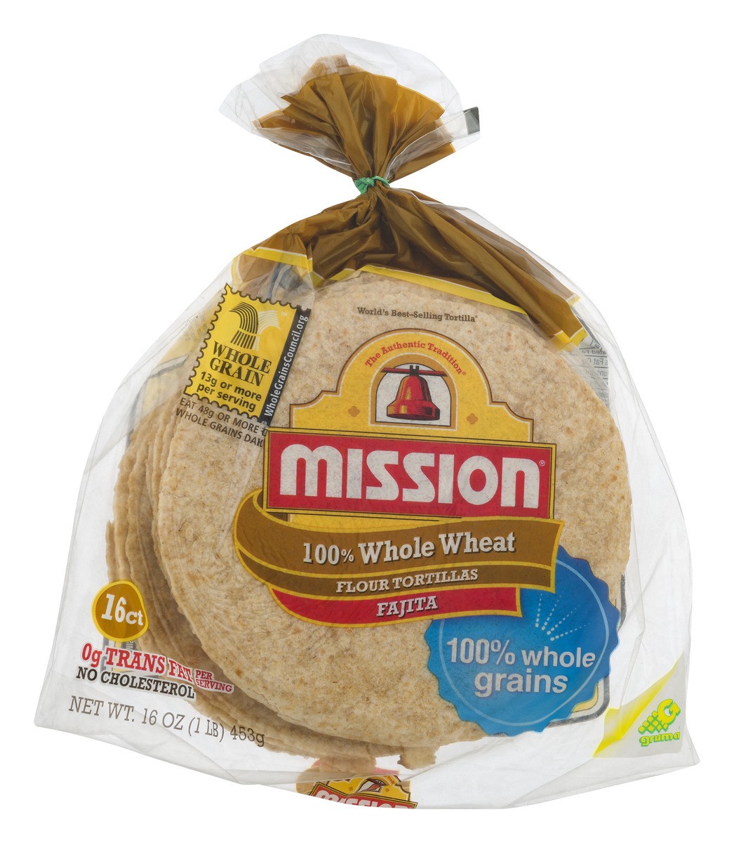 slide 2 of 9, Mission Fajita Whole Wheat Tortillas, 16 Count, 16 ct