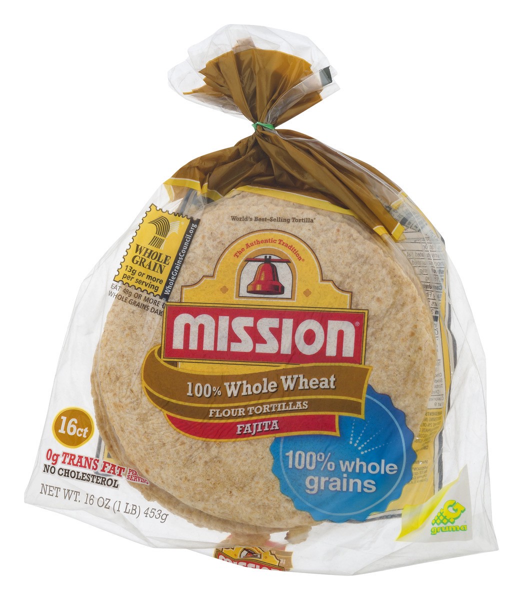 slide 8 of 9, Mission Fajita Whole Wheat Tortillas, 16 Count, 16 ct