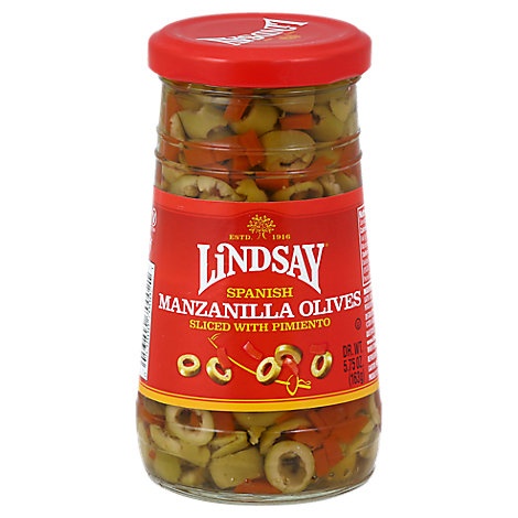 slide 1 of 1, Lindsay Olives Spanish Sliced With Pimiento, 5.75 oz