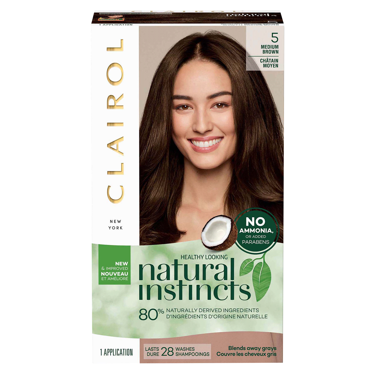 slide 1 of 5, Clairol Natural Instincts 5 Medium Brown Semi-Permanent Hair Color, 1 ct