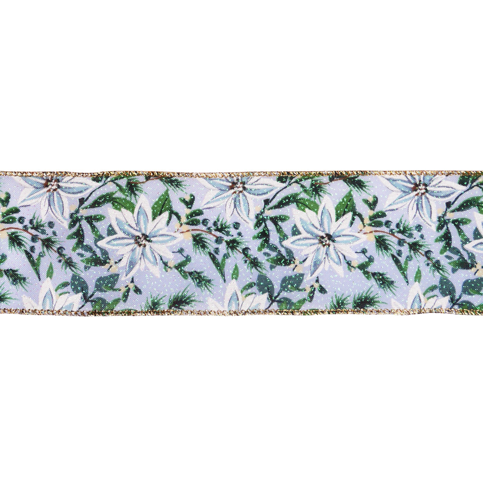 slide 2 of 3, 2.5" X 20ft. Light Blue Floral Wired Taffeta Ribbon By Celebrate It, 2.5 in x 20 ft