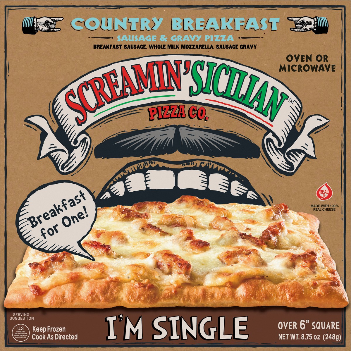 slide 6 of 13, Screamin' Sicilian Country Breakfast Sausage & Gravy Pizza 8.75 oz, 8.75 oz