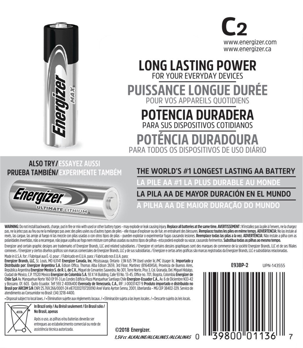 slide 3 of 3, Energizer MAX C Battery 2 pack, 2 ct