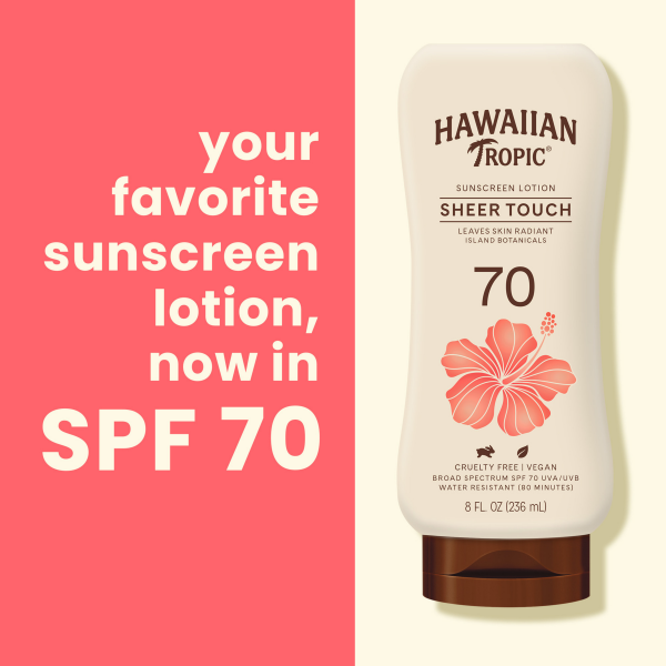 slide 2 of 24, Hawaiian Tropic Broad Spectrum SPF 70 Sheer Touch Sunscreen Lotion 8 fl oz, 1 cnt