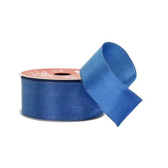 slide 1 of 3, 1.5" X 30ft. Navy Wired Satin Ribbon By Celebrate It, 1.5 in x 30 ft