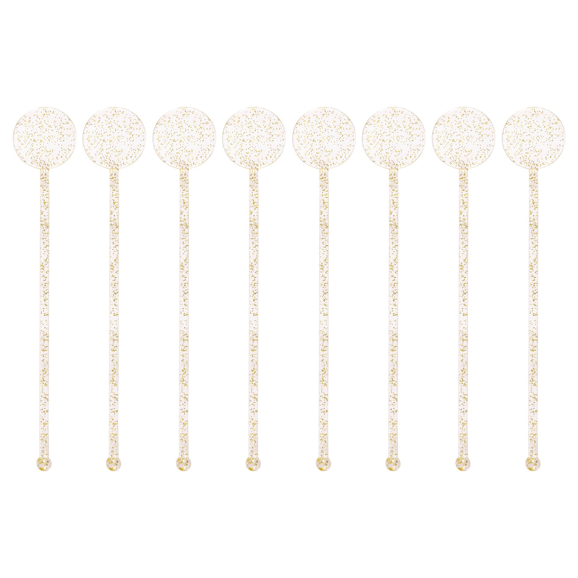 slide 1 of 1, Unique Gold Glitter Plastic Cocktail Stirrers, 8 ct