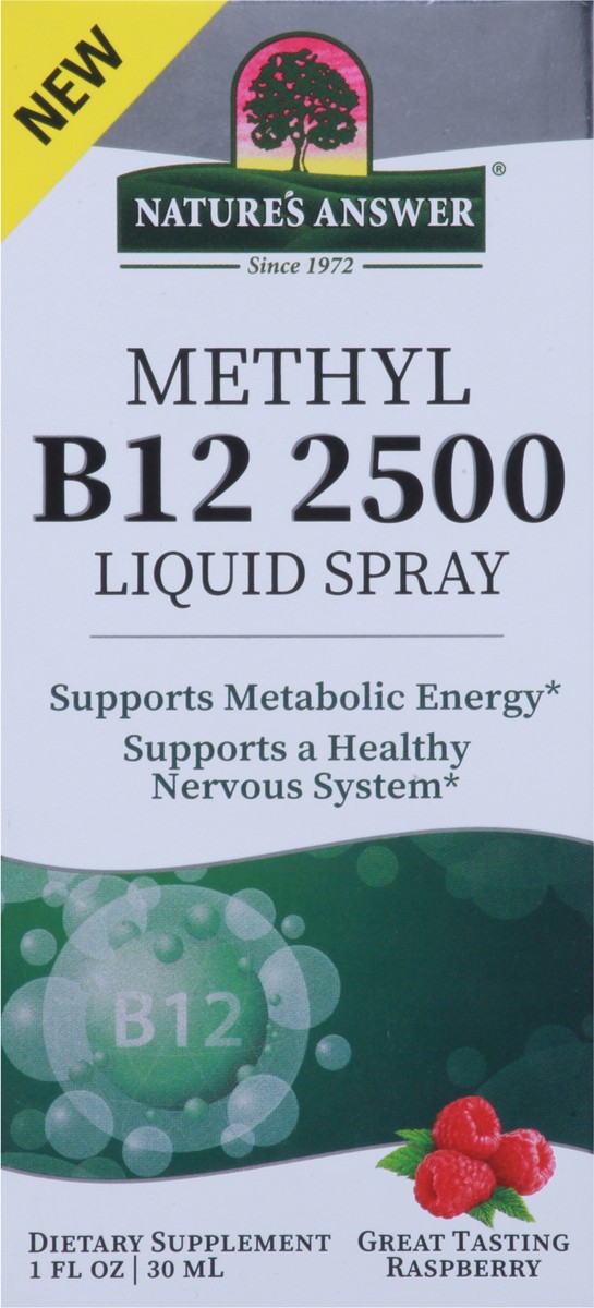 slide 9 of 9, Nature's Answer 2500 Methyl Liquid Spray Great Tasting Raspberry Vitamin B12 1 fl oz, 1 fl oz