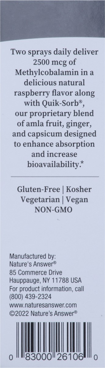 slide 5 of 9, Nature's Answer 2500 Methyl Liquid Spray Great Tasting Raspberry Vitamin B12 1 fl oz, 1 fl oz