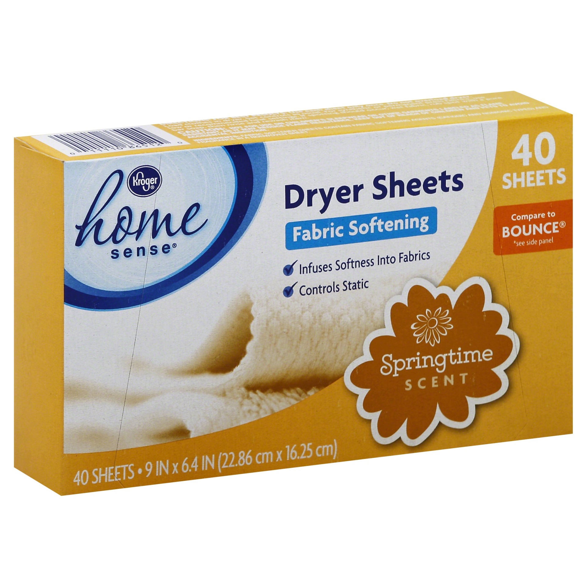 slide 1 of 1, Kroger Home Sense Fabric Softener Sheets, 40 ct