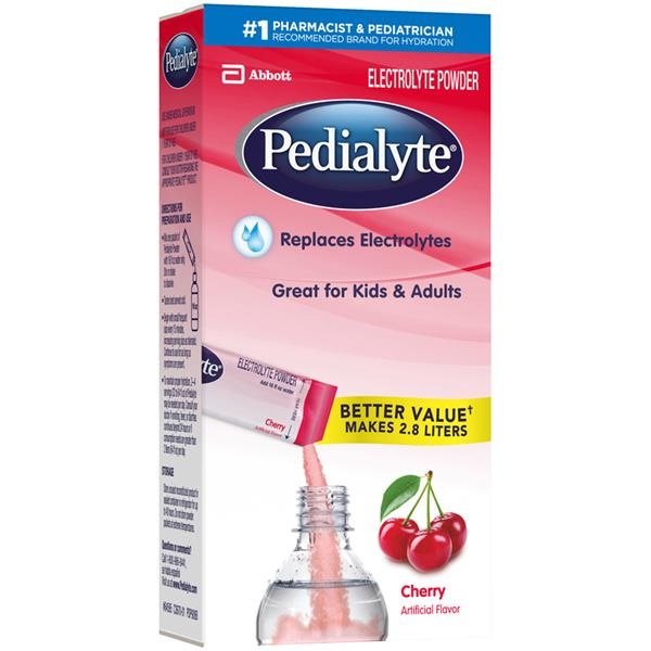 slide 1 of 1, Pedialyte Electrolyte Powder, Cherry 6-0.6 Oz Packets, 3.6 oz