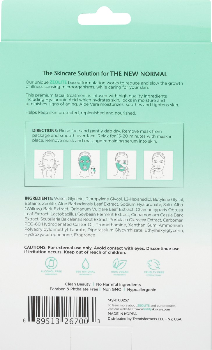 slide 3 of 12, Zeolite Fortify+ 5 Pack Hydrating + Moisturizing Hyaluronic & Aloe Facial Sheet Mask 5 ea, 5 ct