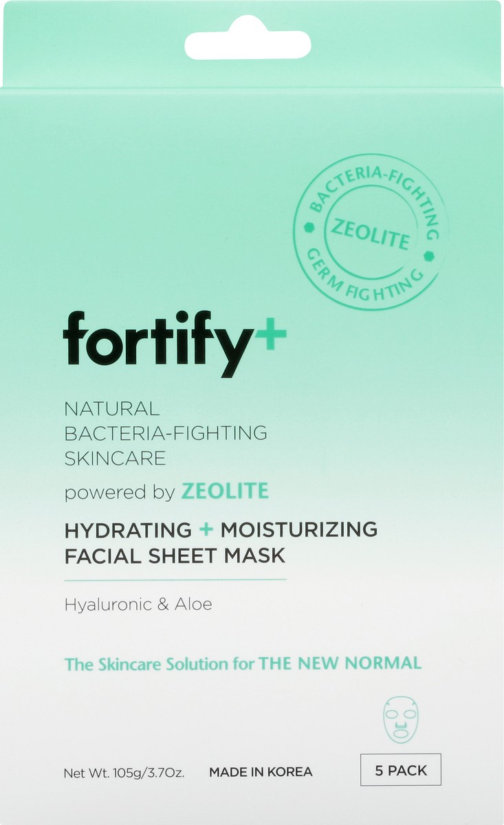 slide 4 of 12, Zeolite Fortify+ 5 Pack Hydrating + Moisturizing Hyaluronic & Aloe Facial Sheet Mask 5 ea, 5 ct