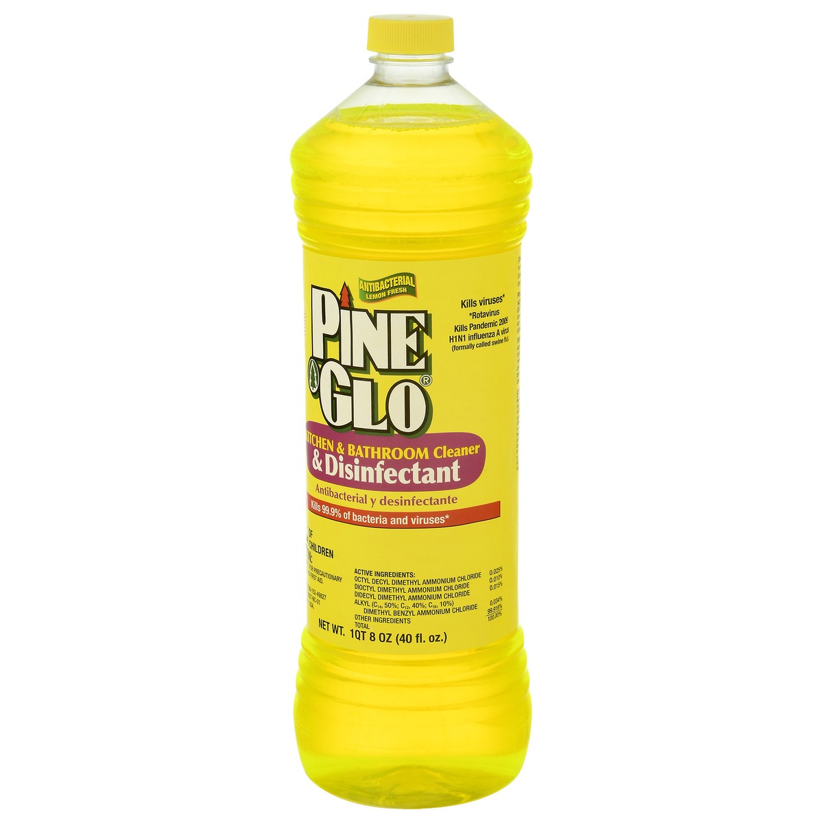 slide 7 of 10, Pine Glo Cleaner & Disinfectant, Kitchen & Bathroom, Lemon Fresh, Antibacterial, 40 oz