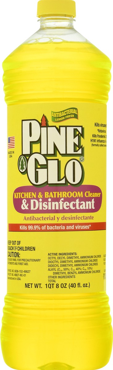 slide 4 of 10, Pine Glo Cleaner & Disinfectant, Kitchen & Bathroom, Lemon Fresh, Antibacterial, 40 oz