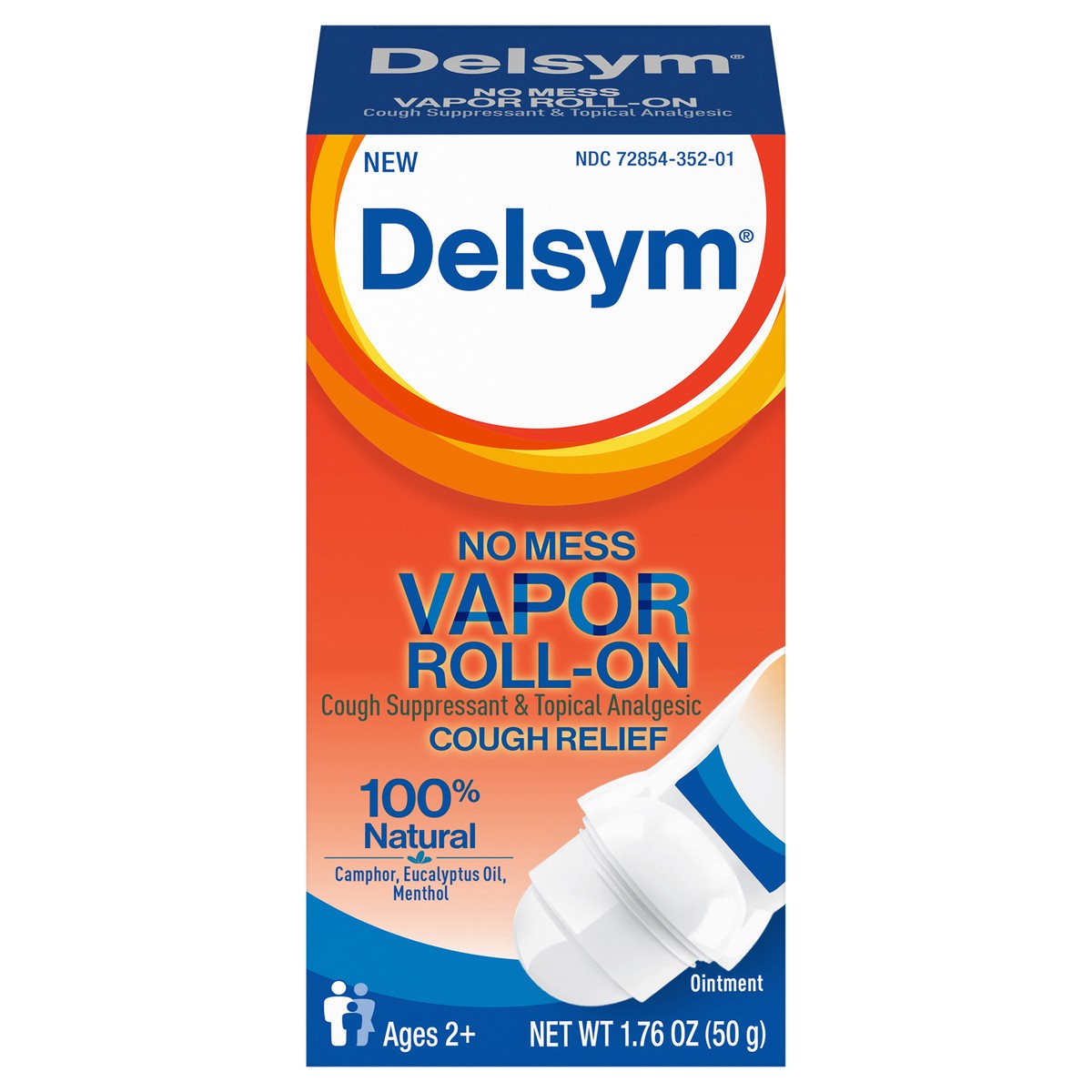 slide 4 of 13, Delsym Chest Rub No Mess Vapor Roll-On, 1.76 oz