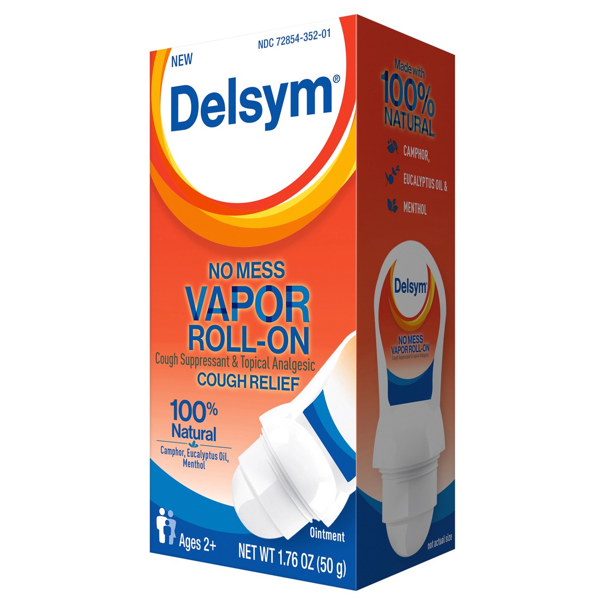slide 3 of 13, Delsym Chest Rub No Mess Vapor Roll-On, 1.76 oz