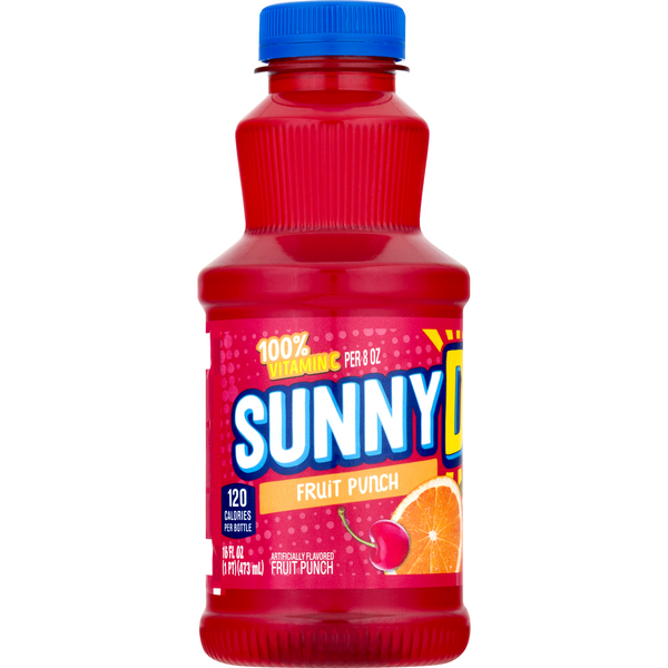 slide 1 of 1, Sunny D Burst Fruit Frenzy Citrus Punch Juice Bottle, 16 oz