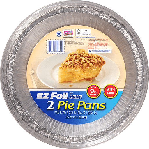 slide 1 of 4, EZ Foil 8-3/4 in. x 1-9/64 in. Pie Pans with Lids 2 ct Pack, 2 ct