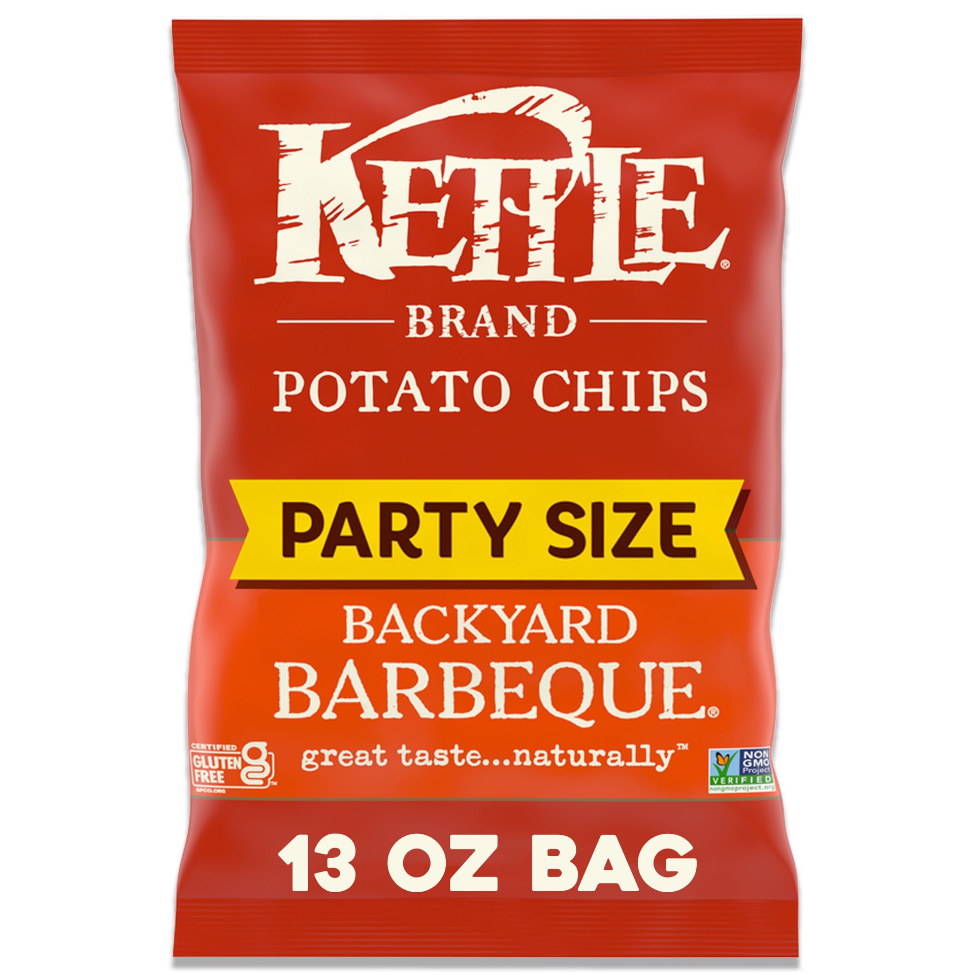 slide 1 of 5, Kettle Brand Potato Chips, Backyard Barbeque Kettle Chips, Party Size, 13 Oz, 13 oz