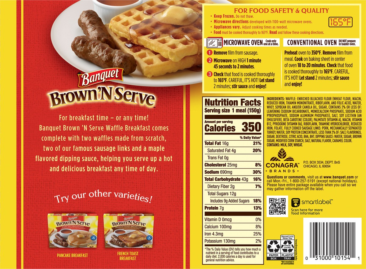 slide 2 of 9, Banquet Brown 'N Serve Waffle Breakfast 5.32 oz, 5.32 oz