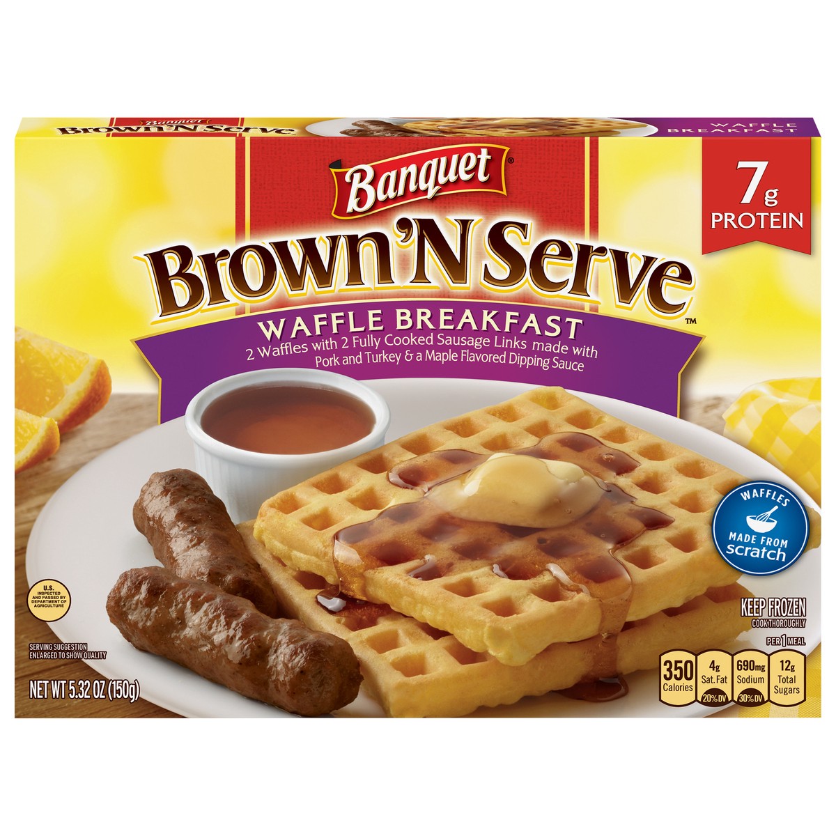 slide 1 of 9, Banquet Brown 'N Serve Waffle Breakfast 5.32 oz, 5.32 oz