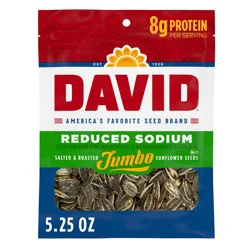 David Seeds Reduced Sodium Salted and Roasted Jumbo Sunflower Seeds, Keto Friendly Snack, 5.25 oz.