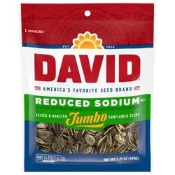 David Seeds Reduced Sodium Salted and Roasted Jumbo Sunflower Seeds, Keto Friendly Snack, 5.25 oz.