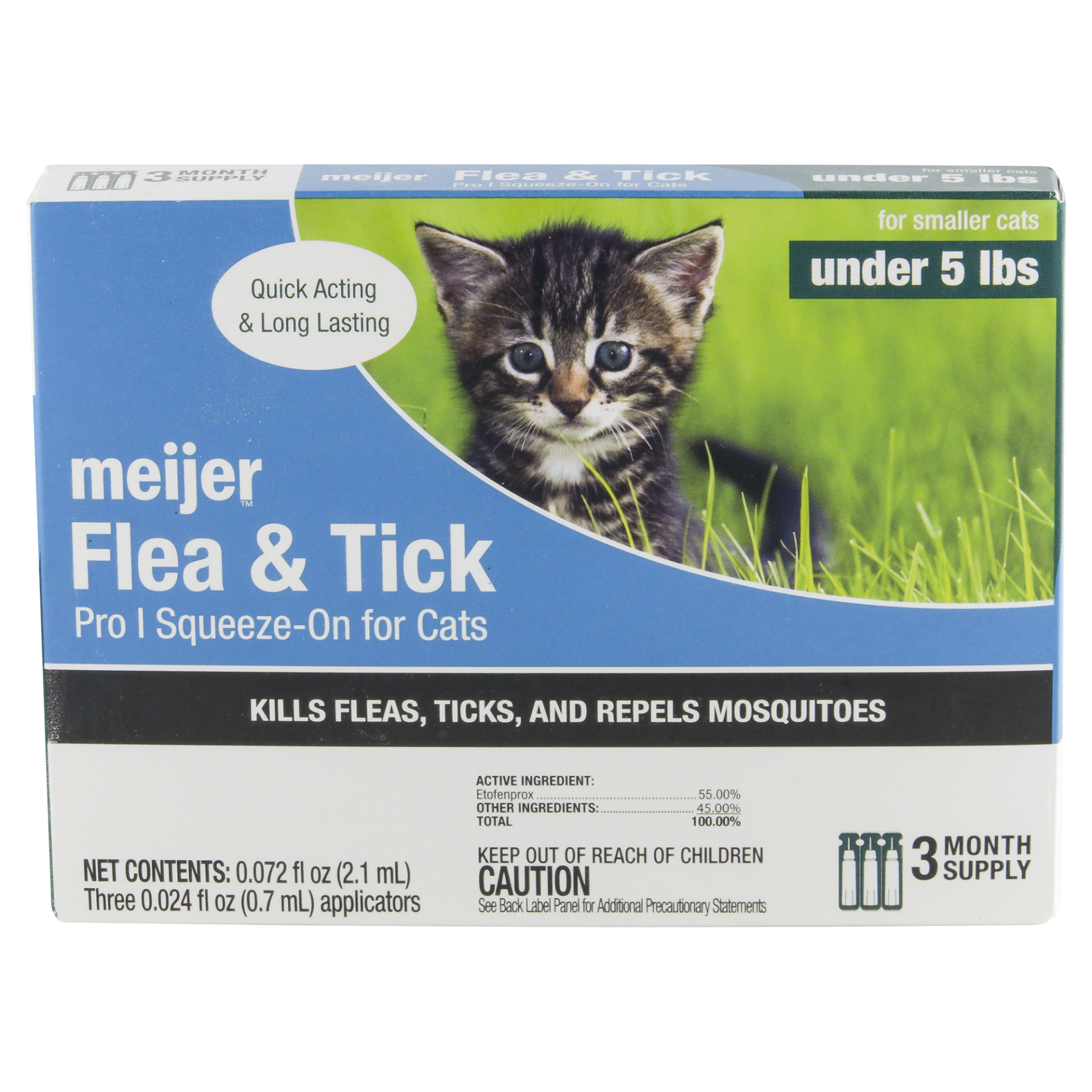 slide 1 of 3, Meijer Pro I Squeeze On Flea & Tick for Cats, 3 ct