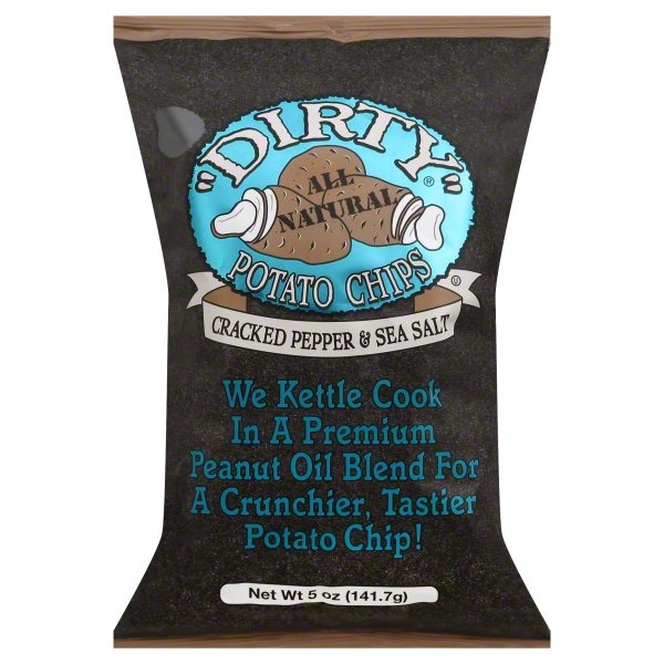 slide 1 of 1, Dirty Cracked Pepper & Sea Salt Potato Chips, 5 oz