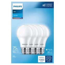 Philips 10 Watts Daylight LED Light Bulbs 4 ea