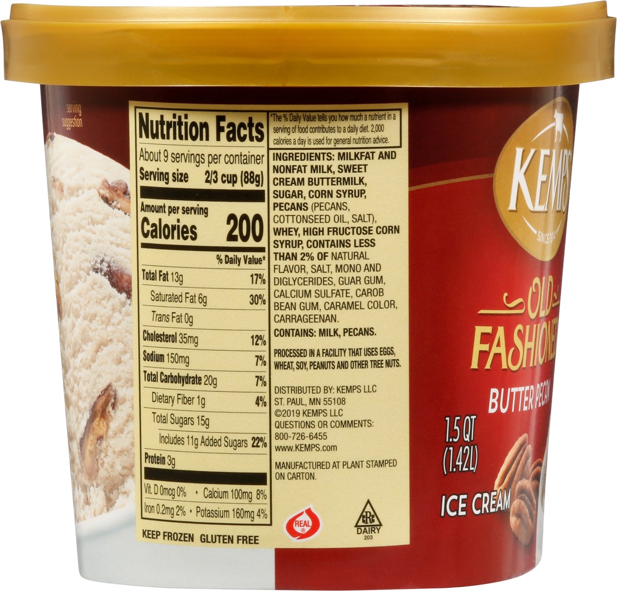 slide 7 of 9, Kemps Old Fashioned Butter Pecan Ice Cream, 48 fl oz