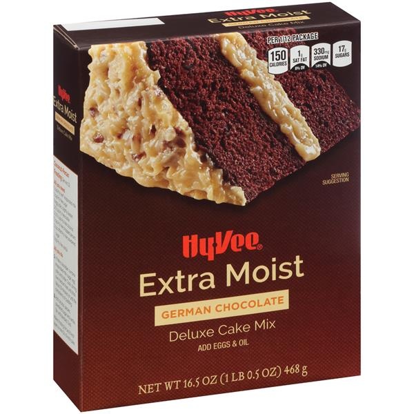 slide 1 of 1, Hy-vee German Chocolate Extra Moist Deluxe Cake Mix, 16.5 oz