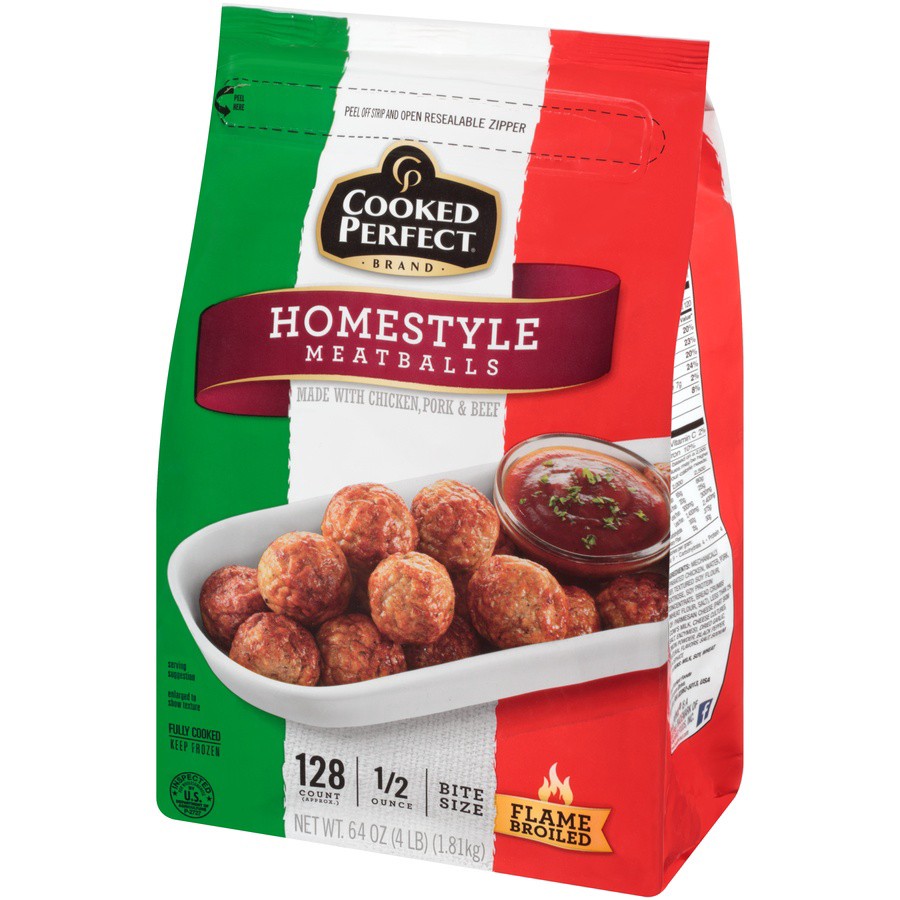 slide 5 of 8, Cooked Perfect Homestyle Meatballs, 64 oz