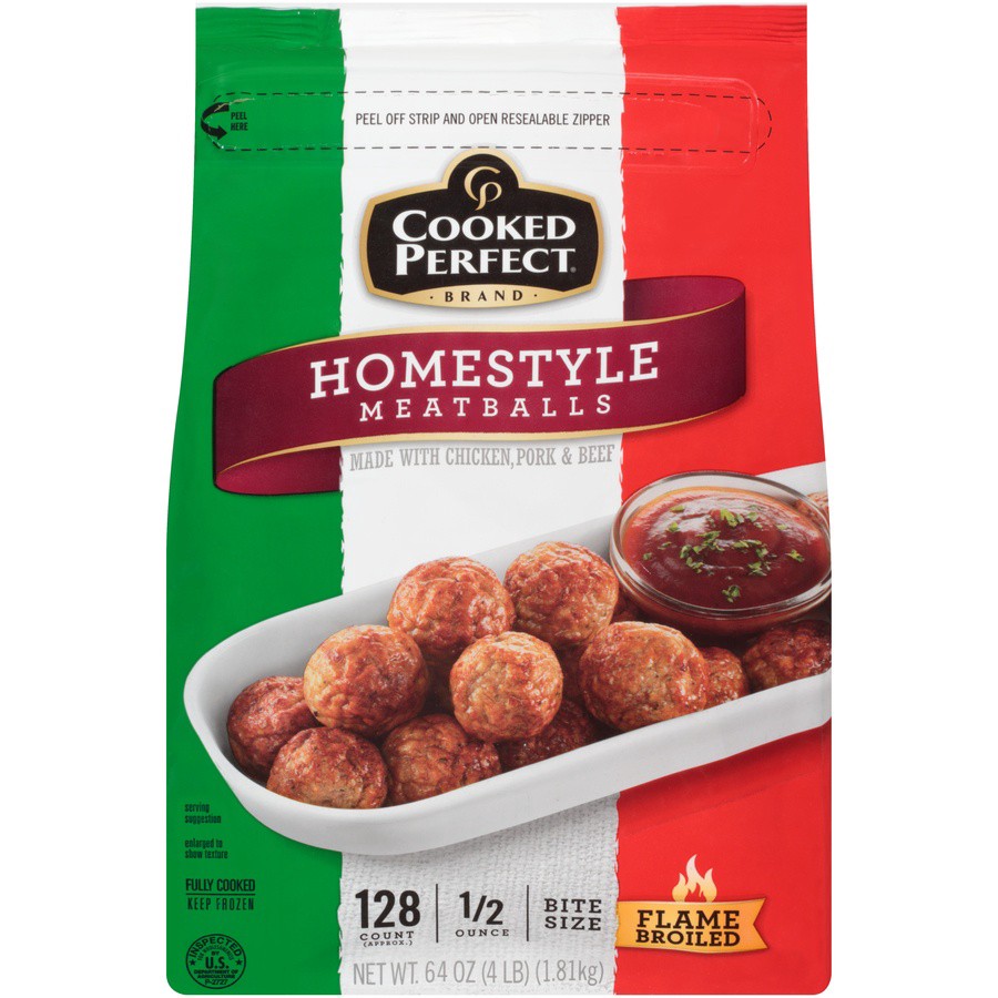 slide 1 of 8, Cooked Perfect Homestyle Meatballs, 64 oz