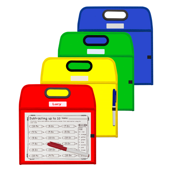 slide 2 of 8, C-Line Reusable Dry-Erase Pocket, 8-1/2'' X 11'', Red, 1 ct