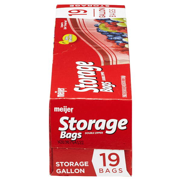 slide 12 of 29, Meijer Double Zipper Storage Bags, Gallon, 19 ct