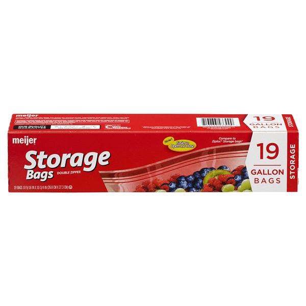 slide 20 of 29, Meijer Double Zipper Storage Bags, Gallon, 19 ct