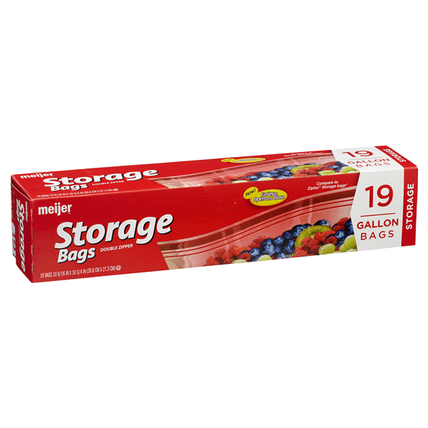 slide 4 of 29, Meijer Double Zipper Storage Bags, Gallon, 19 ct