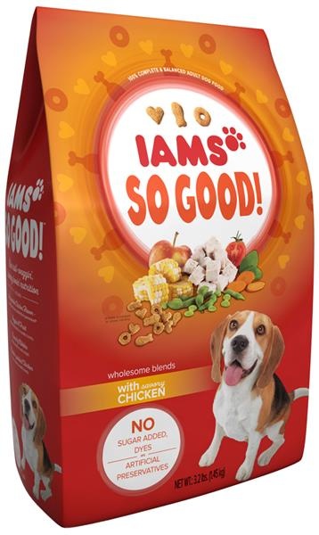 slide 1 of 1, IAMS So Good Wholesome Blends With Savory Chicken Adult Dog Food, 1 ct