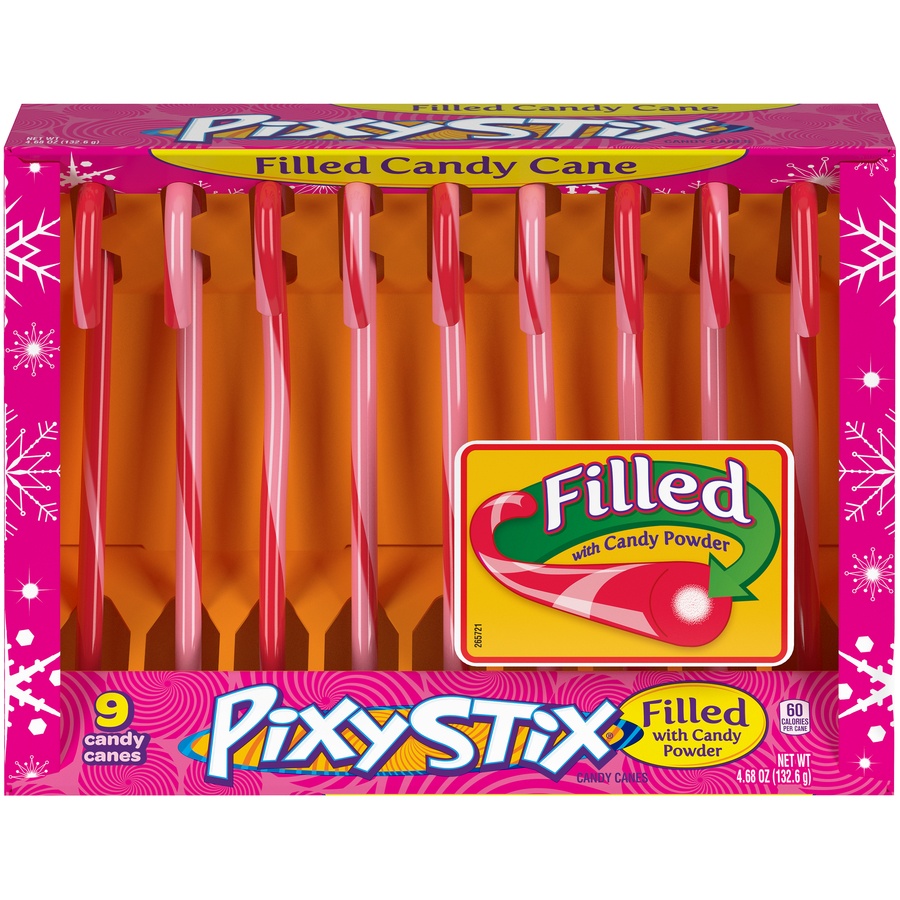 slide 1 of 8, PIXY STIX Filled Candy Canes, 4.68 oz